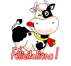 Gif animé félicitations vache